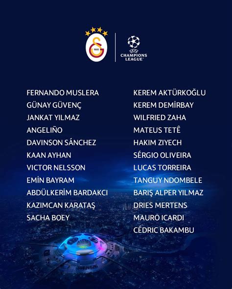 Galatasaray uefa listesi 2022